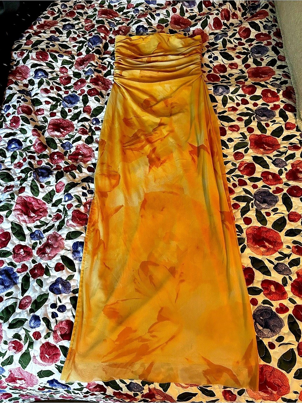 Orange & Yellow Abstract Maxi Dress Like New